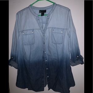 Ombré denim button up